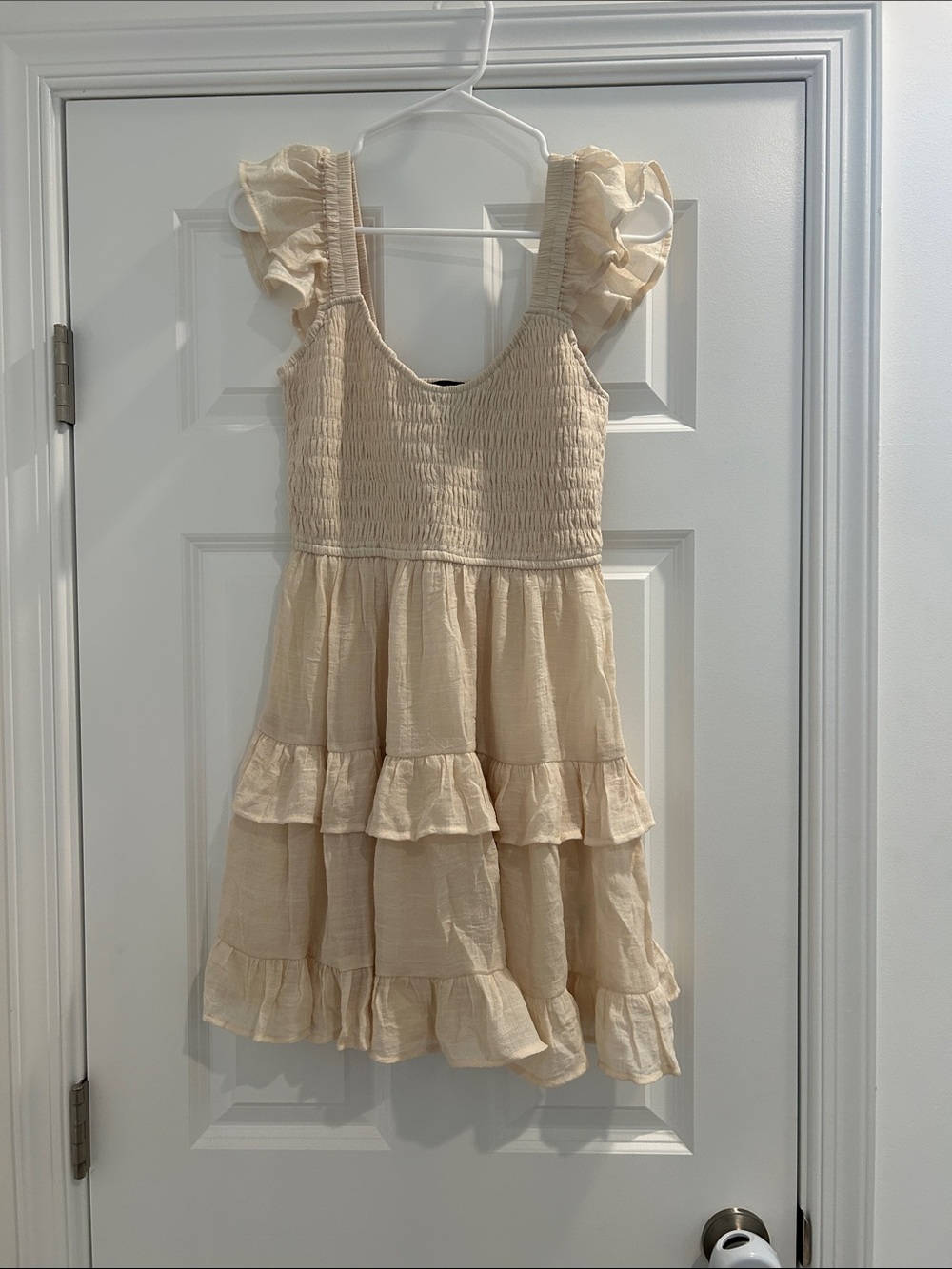 Cream Ruffle Tiered Sundress